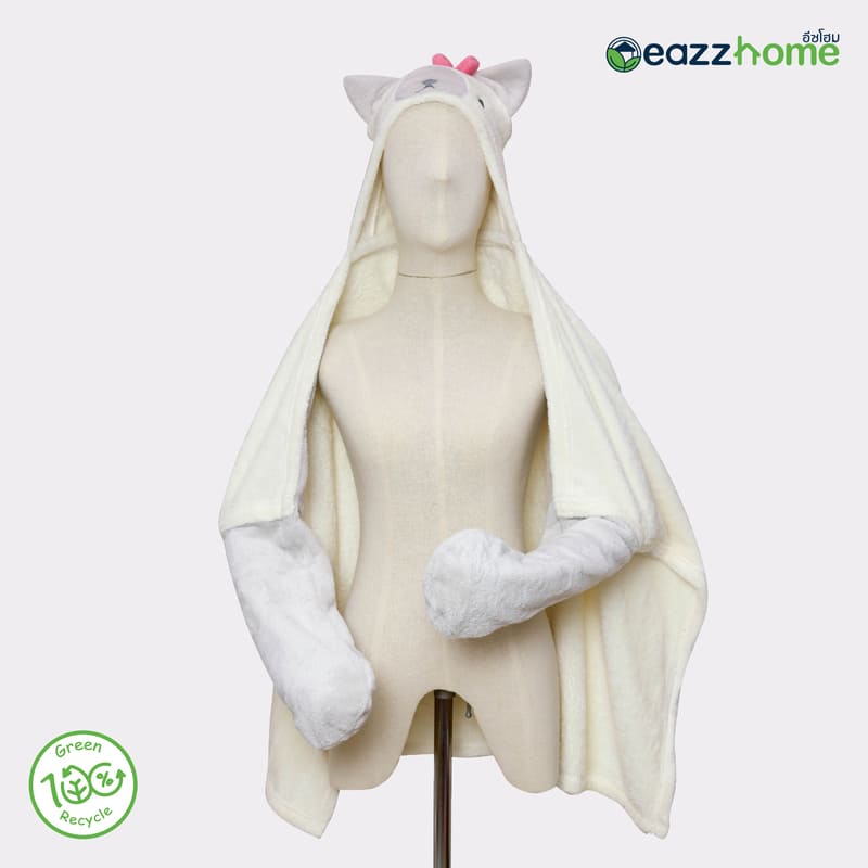 hooded cat blanket white