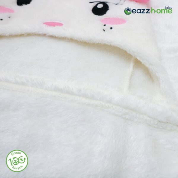 rabbit hooded blanket white