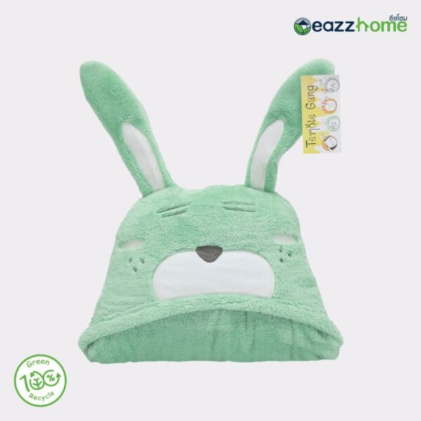 rabbit hooded blanket green