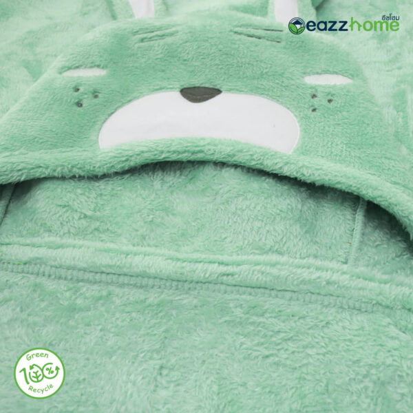 rabbit hooded blanket green