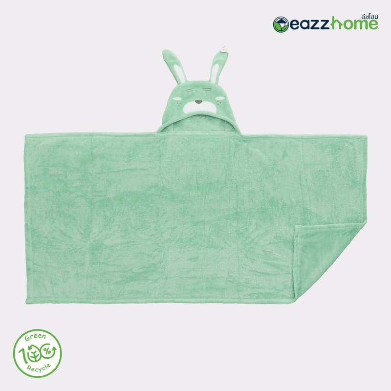 rabbit hooded blanket green