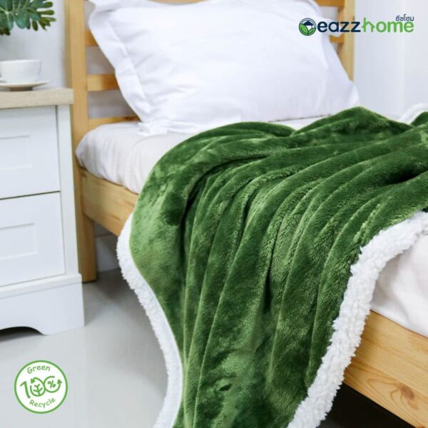 recycled plush blanket sherpa green