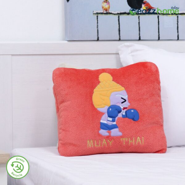 Aesthetics of Thais Partially Recycled Polyester Muay Thai Giant Pillow Blanket, Old Rose